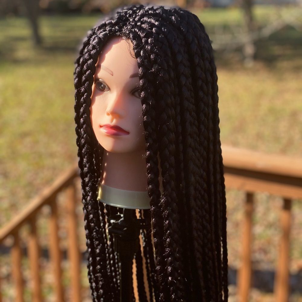 Loose fluffy jumbo  braids… middle part